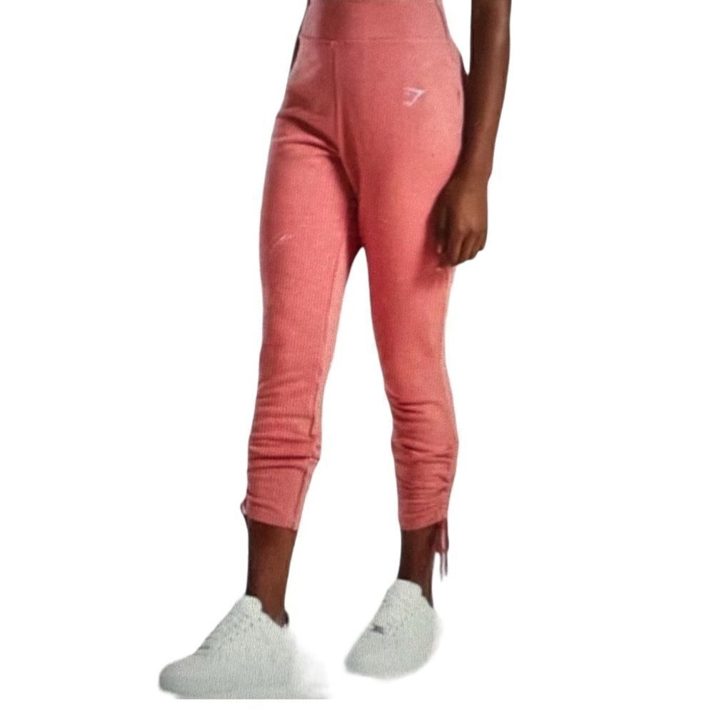 GYMSHARK Women’s High Rise Ruched Tie Ankle Pants Pink Size Medium